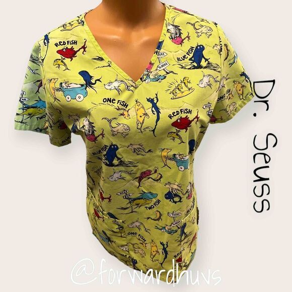 Dr. Seuss One Fish Scrub Top Size XS - Picture 1 of 11